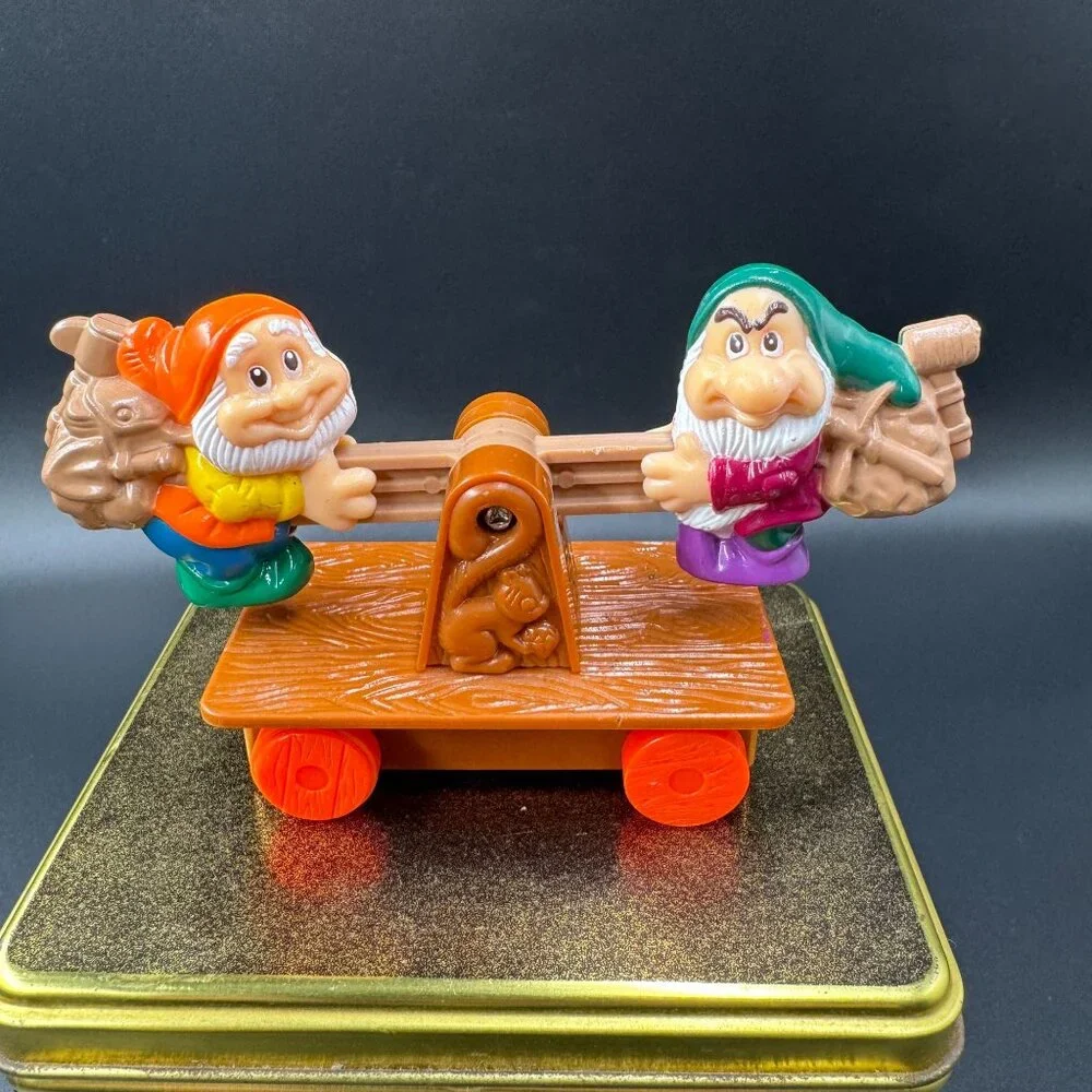 McDonald's Disney Snow White Happy & Grumpy Doc Rolling Toy Figurine 1990's